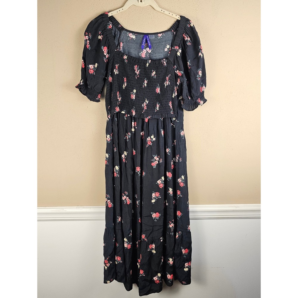 Seraphine Womens Black Floral Verona Shirred Maternity & Nursing Dress 4